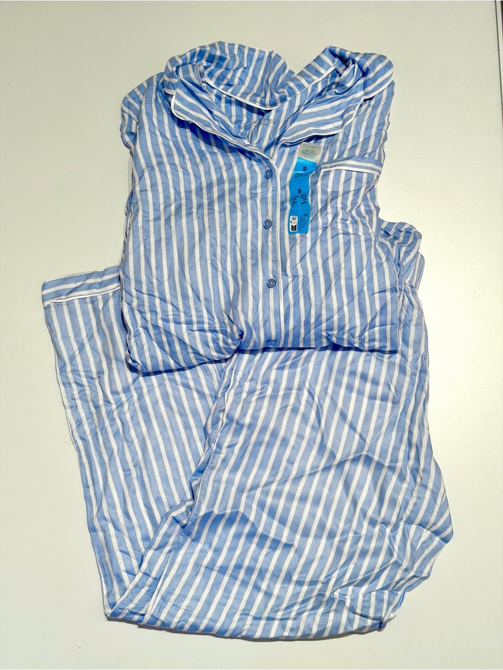 Primark Light Blue & White Striped Women's Pajama Set